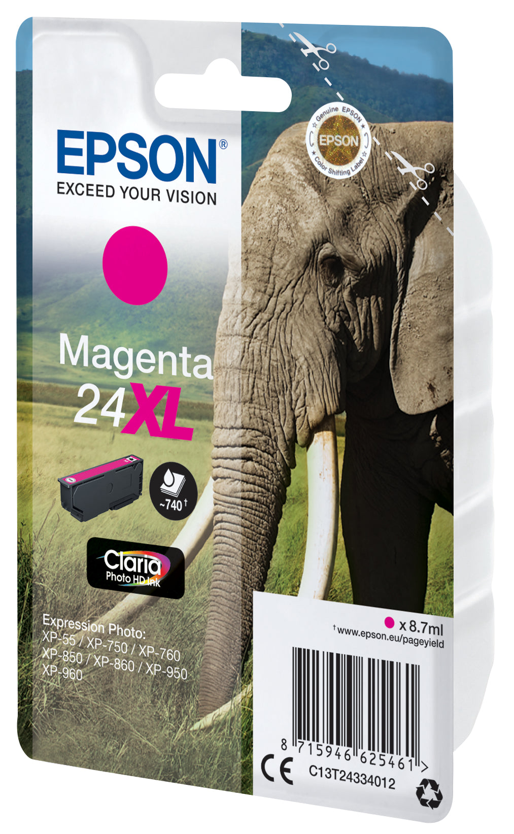Epson T2433XL Magenta Tintenpatrone (Original) – 740 Seiten – für Epson Expression Photo XP-960/950/860 …