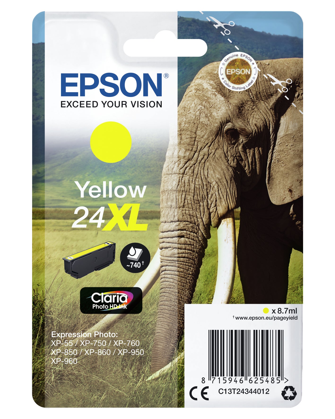 Epson Tintenpatrone T2434 (C13T24344022), Gelb, XL – für Expression Photo XP-960, XP-950, XP-860 und andere