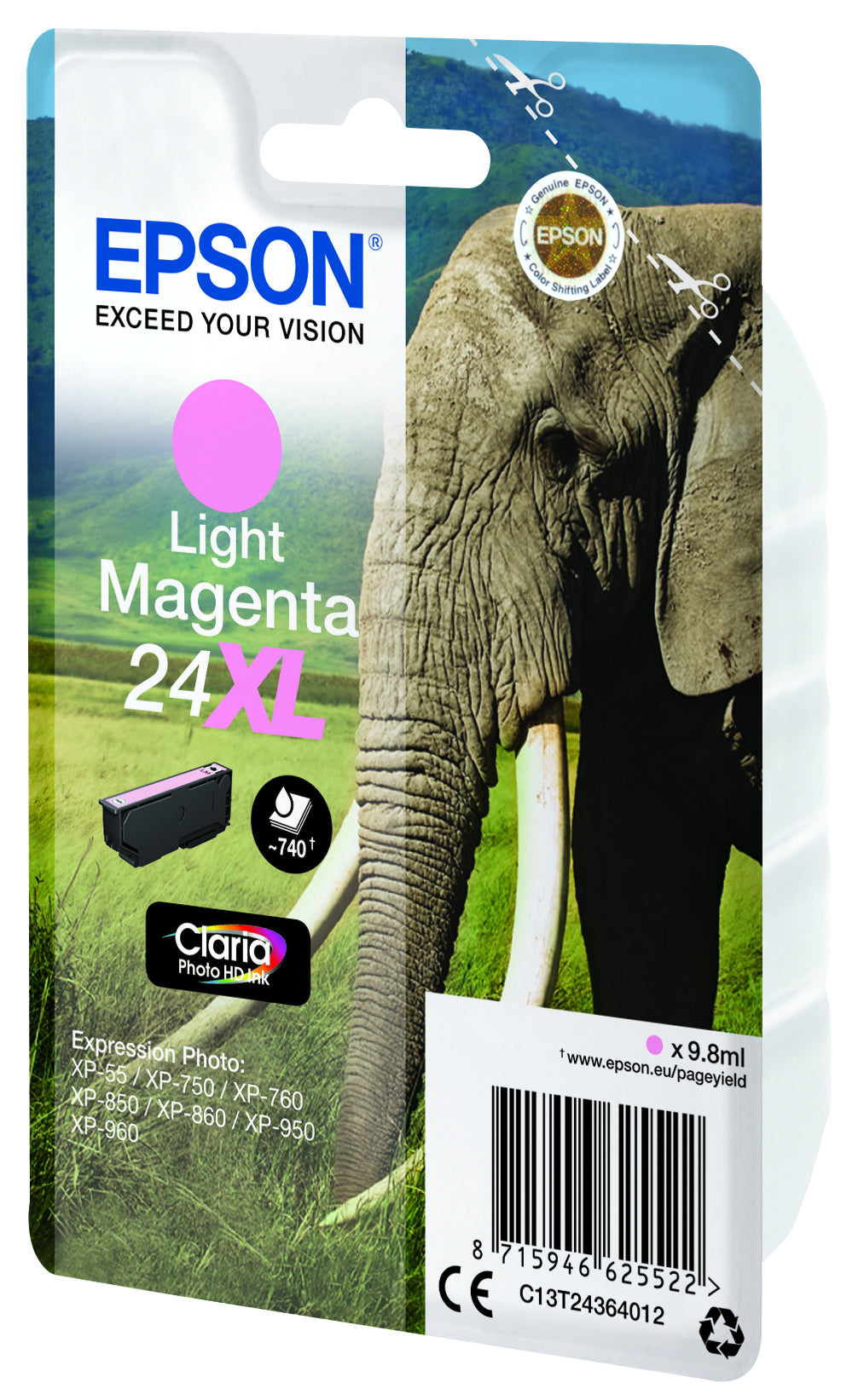 Epson 24XL Helle Magenta Tintenpatrone (Original) – 740 Seiten – für Epson Expression Photo XP-960/950/860 …