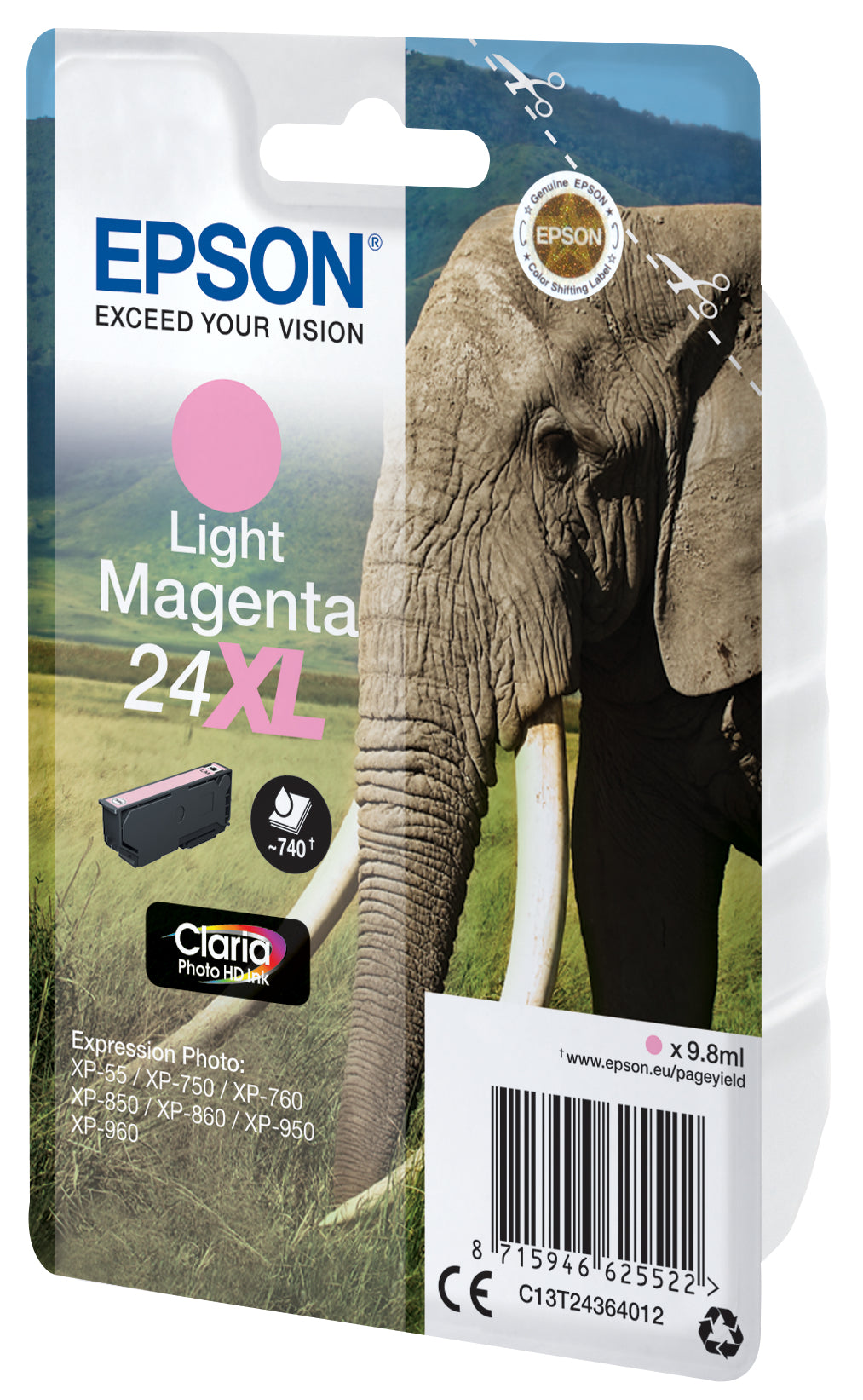 Epson 24XL Helle Magenta Tintenpatrone (Original) – 740 Seiten – für Epson Expression Photo XP-960/950/860 …