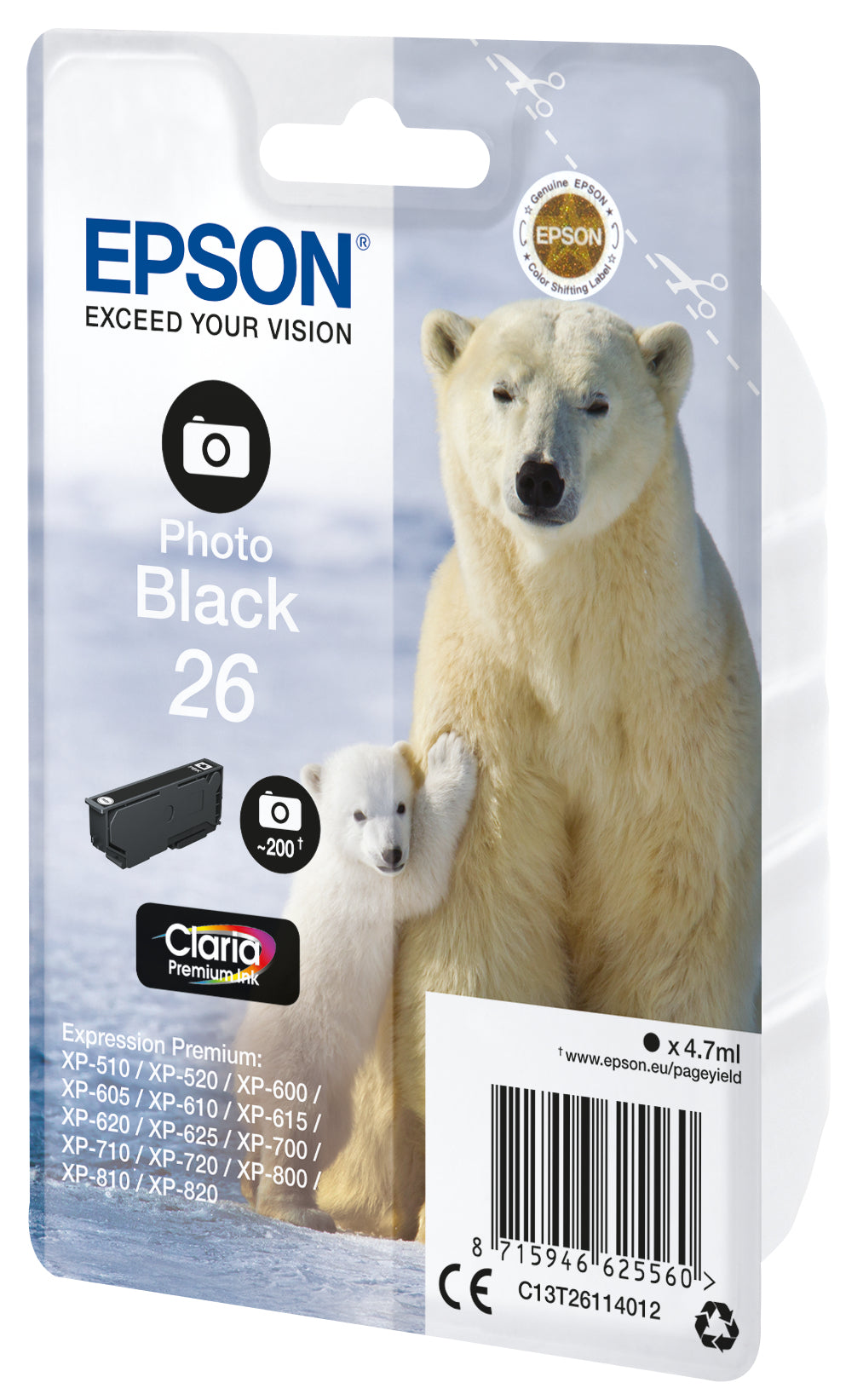 Epson Tintenpatrone 26, Photo Schwarz
