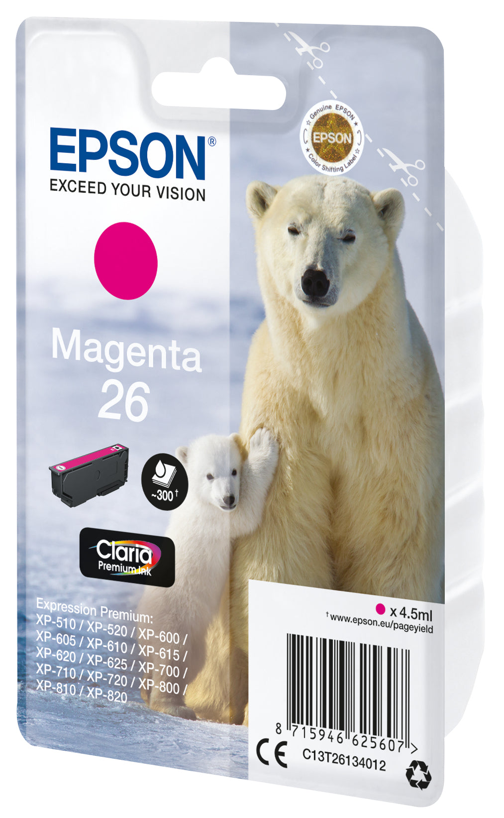 Epson Tintenpatrone 26, Magenta – für Tintenstrahldrucker, Multifunktionsgeräte