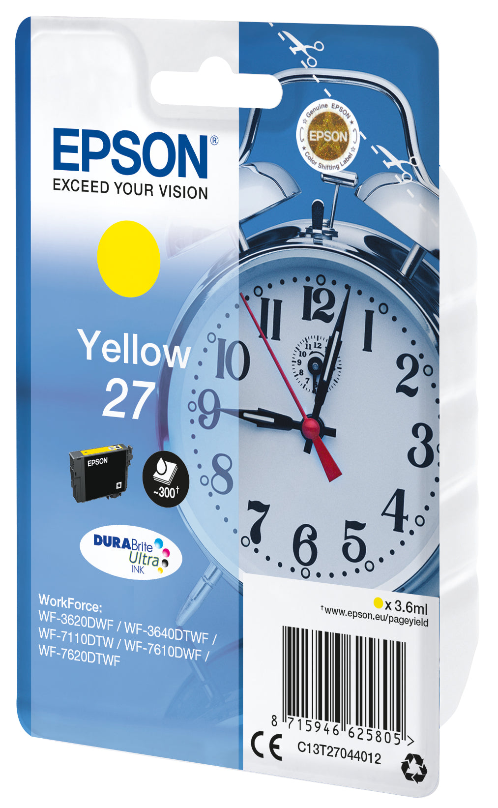 Epson 27 Gelbe Tintenpatrone (Original) – 300 Seiten – für Epson WorkForce WF-7720/7715/7710 …
