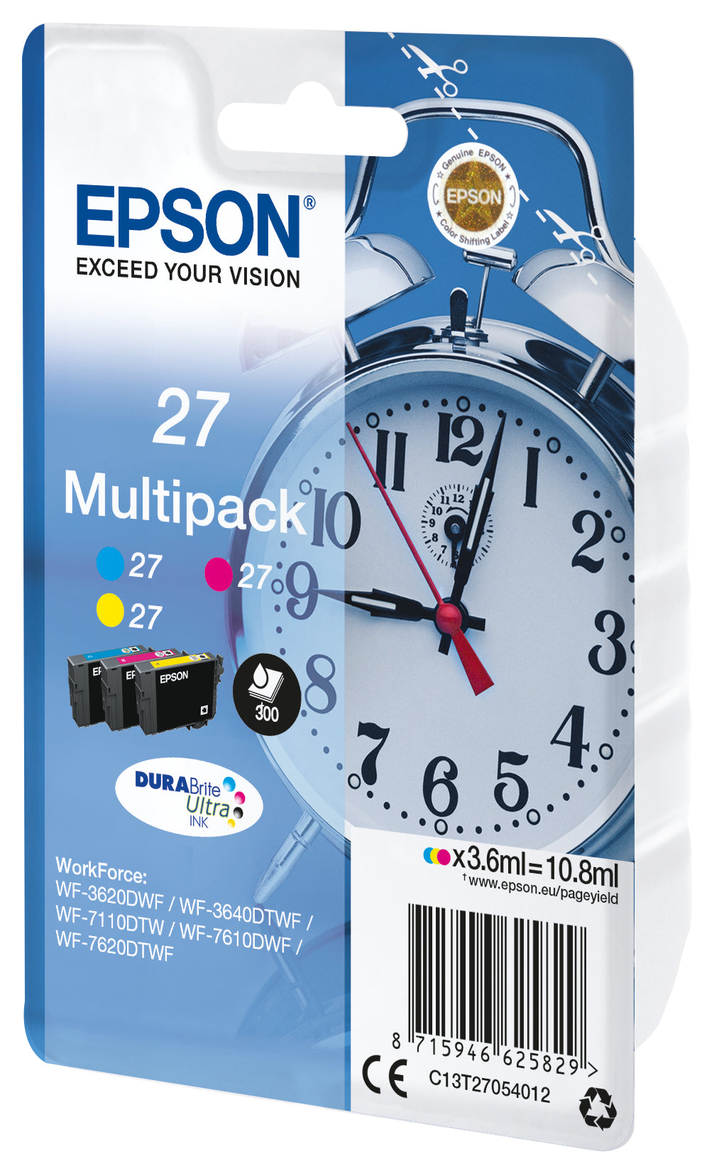 Epson Tintenpatronen-Multipack 27, CMY, 3×3,6 ml – für Serie 27