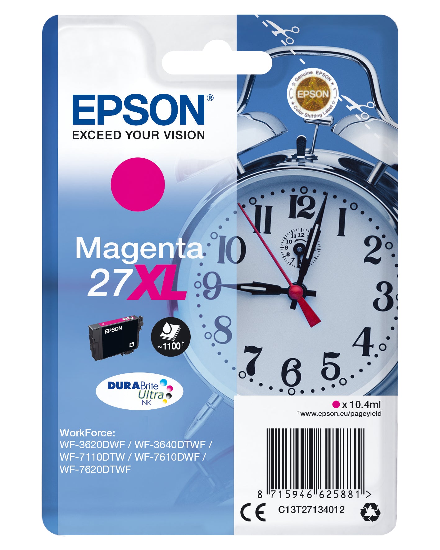 Epson T271340XL Magenta Tintenpatrone (Original) – 1'100 Seiten – für WorkForce WF-7720/7715/7710…