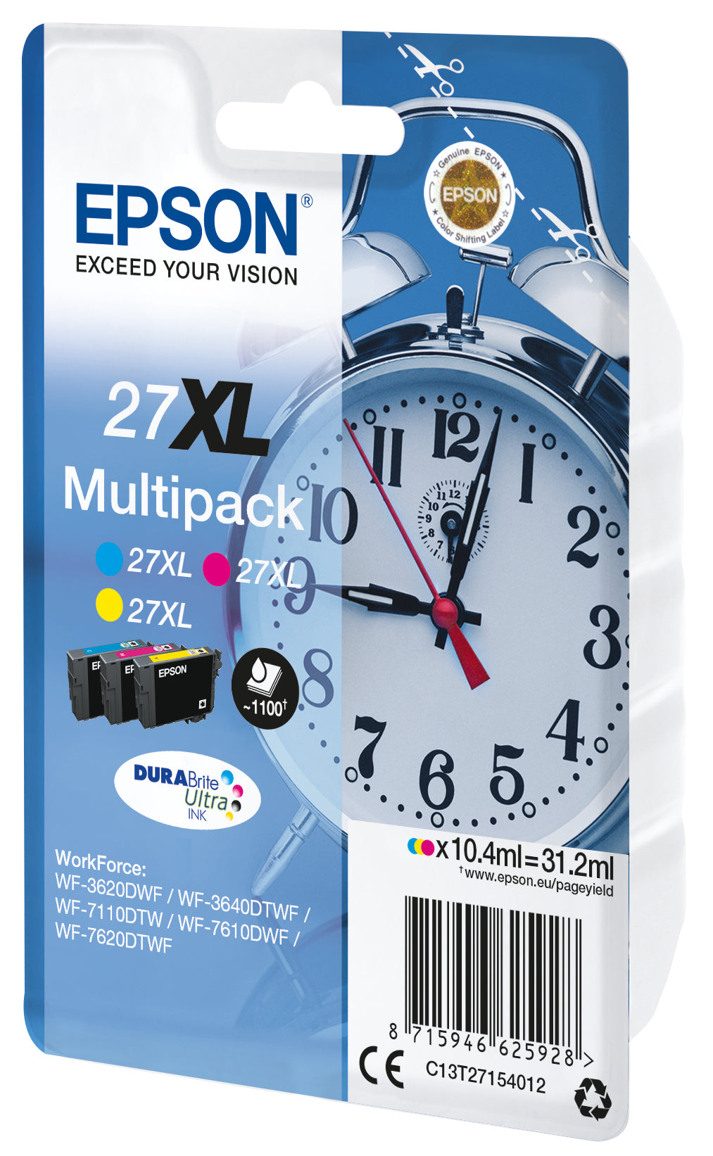 Epson Tintenpatronen-Multipack 27XL (C13T27154022), XL, original – für WorkForce WF-7720/7715/7710