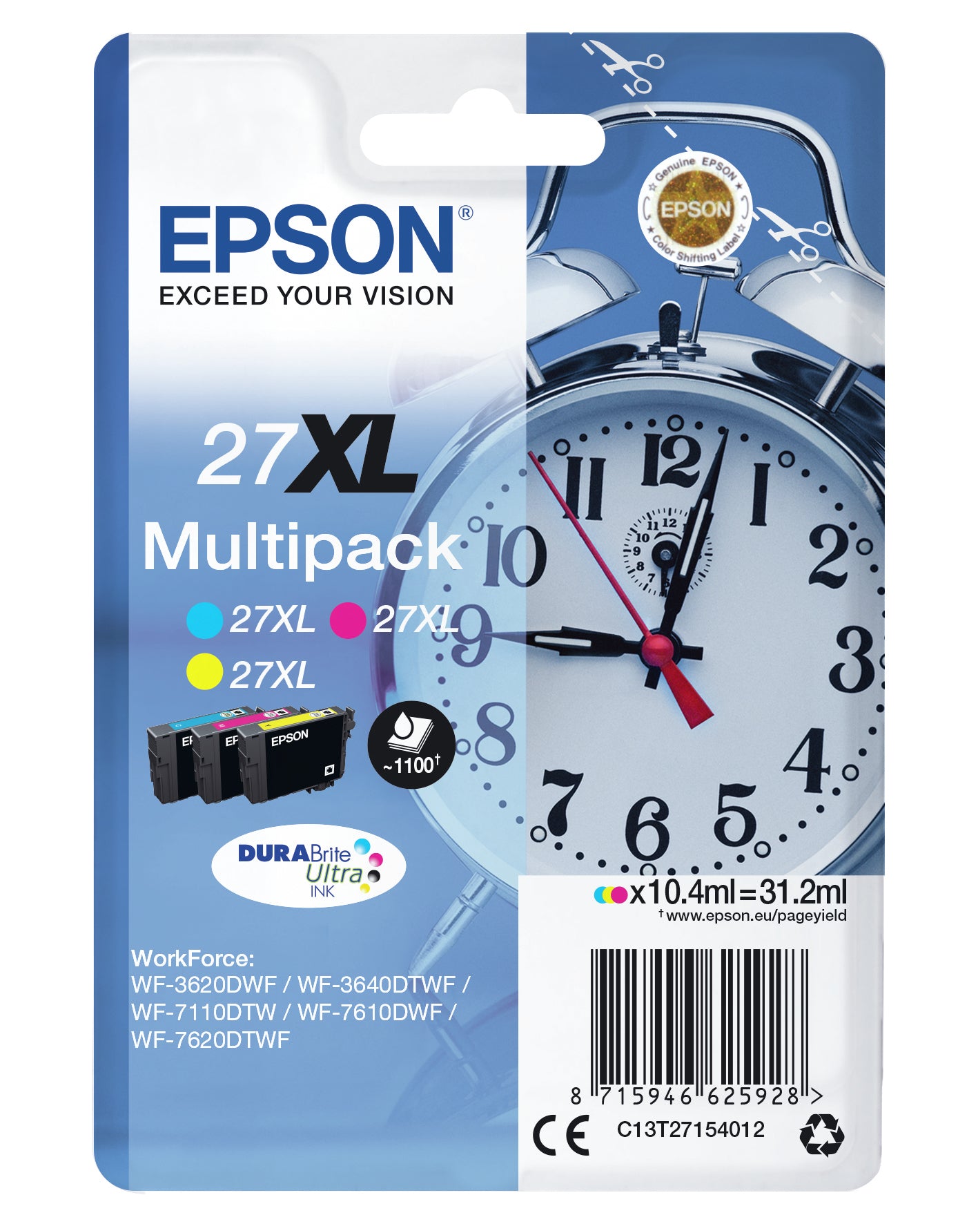 Epson Tintenpatronen-Multipack 27XL (C13T27154022), XL, original – für WorkForce WF-7720/7715/7710