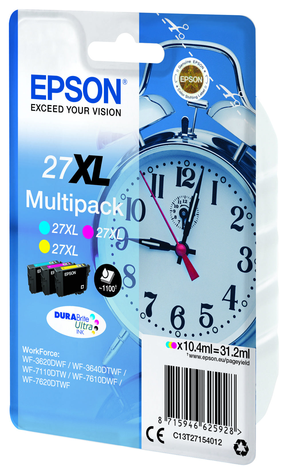 Epson Tintenpatronen-Multipack 27XL (C13T27154022), XL, original – für WorkForce WF-7720/7715/7710