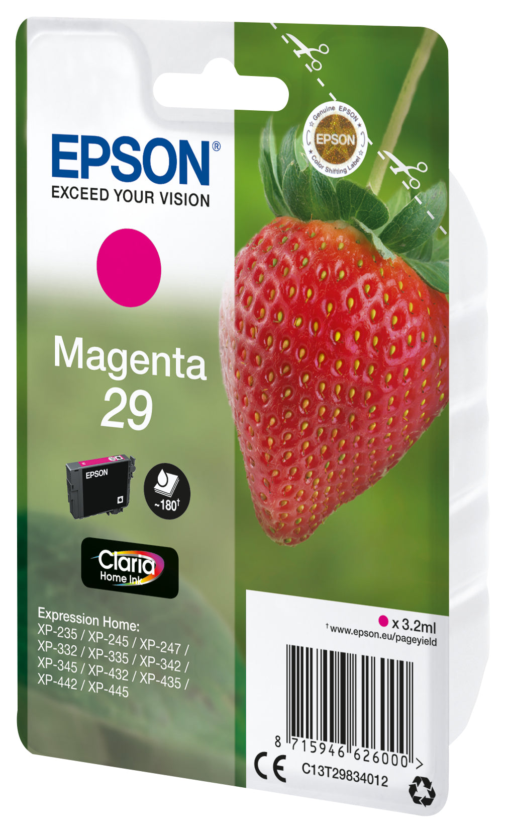 Epson 29 Magenta Tintenpatrone (Original) – 180 Seiten – für Epson Expression Home XP-455/452/445 …