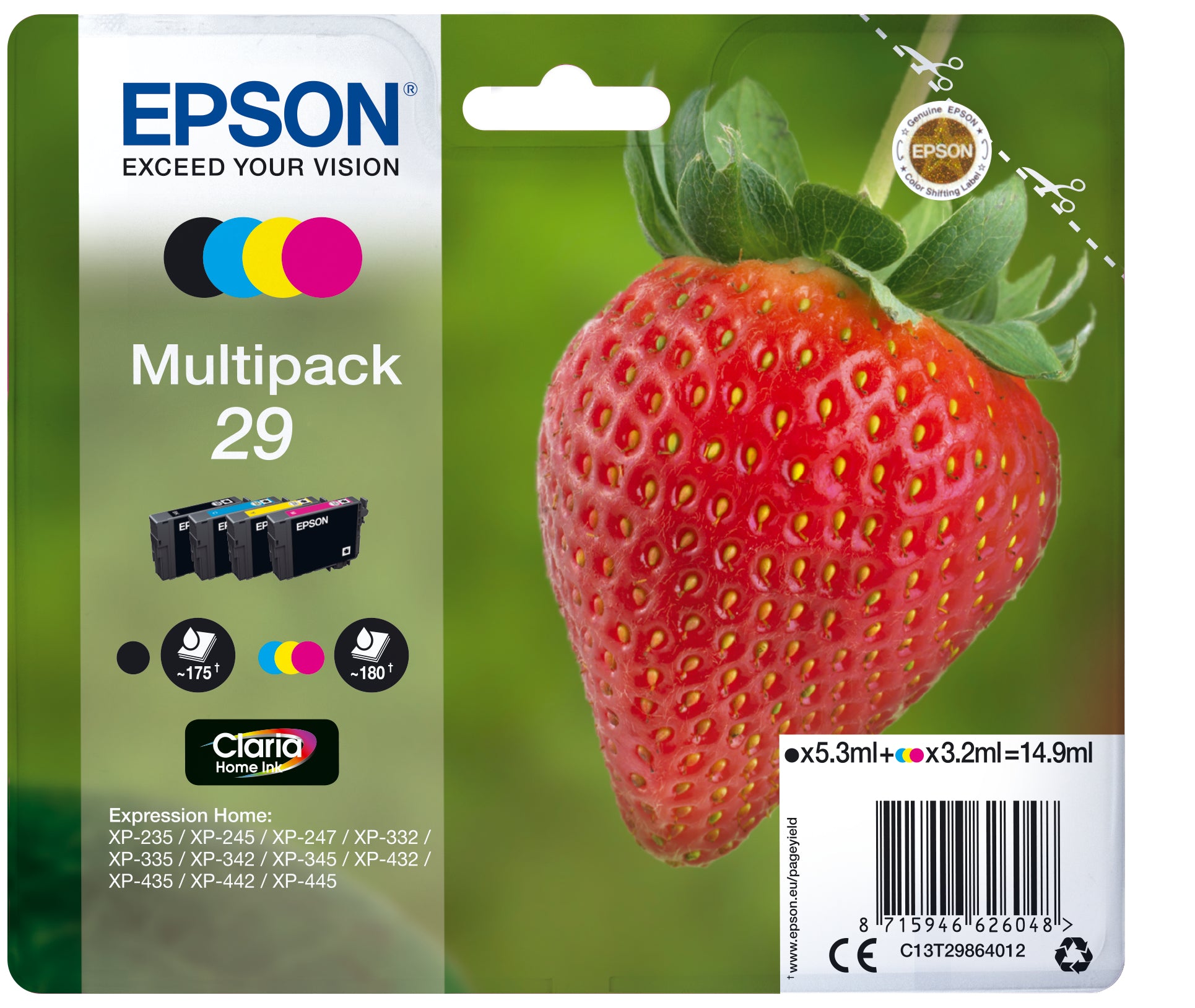 Epson Tinte 29 – Multipack, 4 Farben, XP-235/335/435