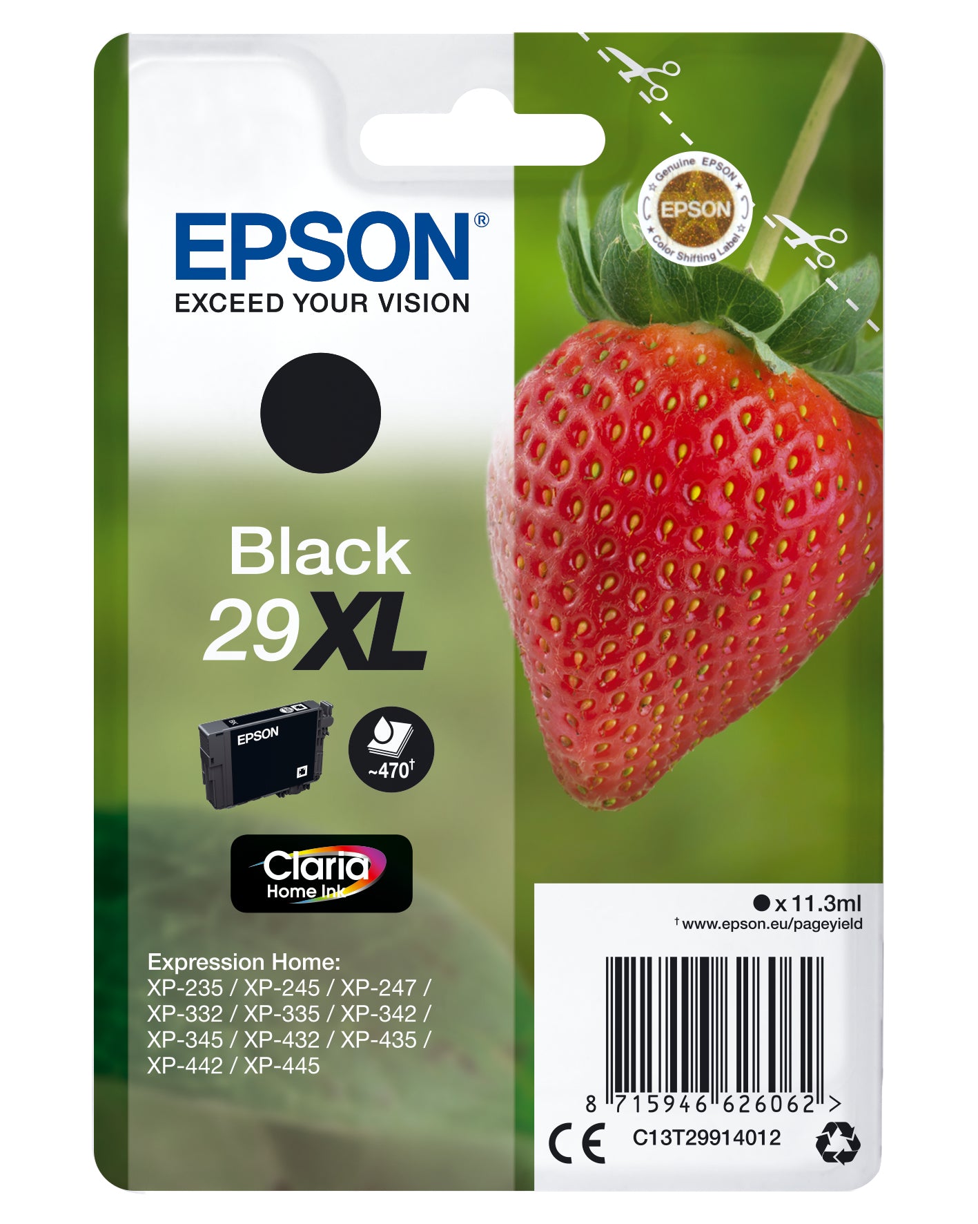 Epson Tintenpatrone 29XL, Schwarz, XL, 450 Seiten – für Inkjetdrucker/Multifunktionsgeräte