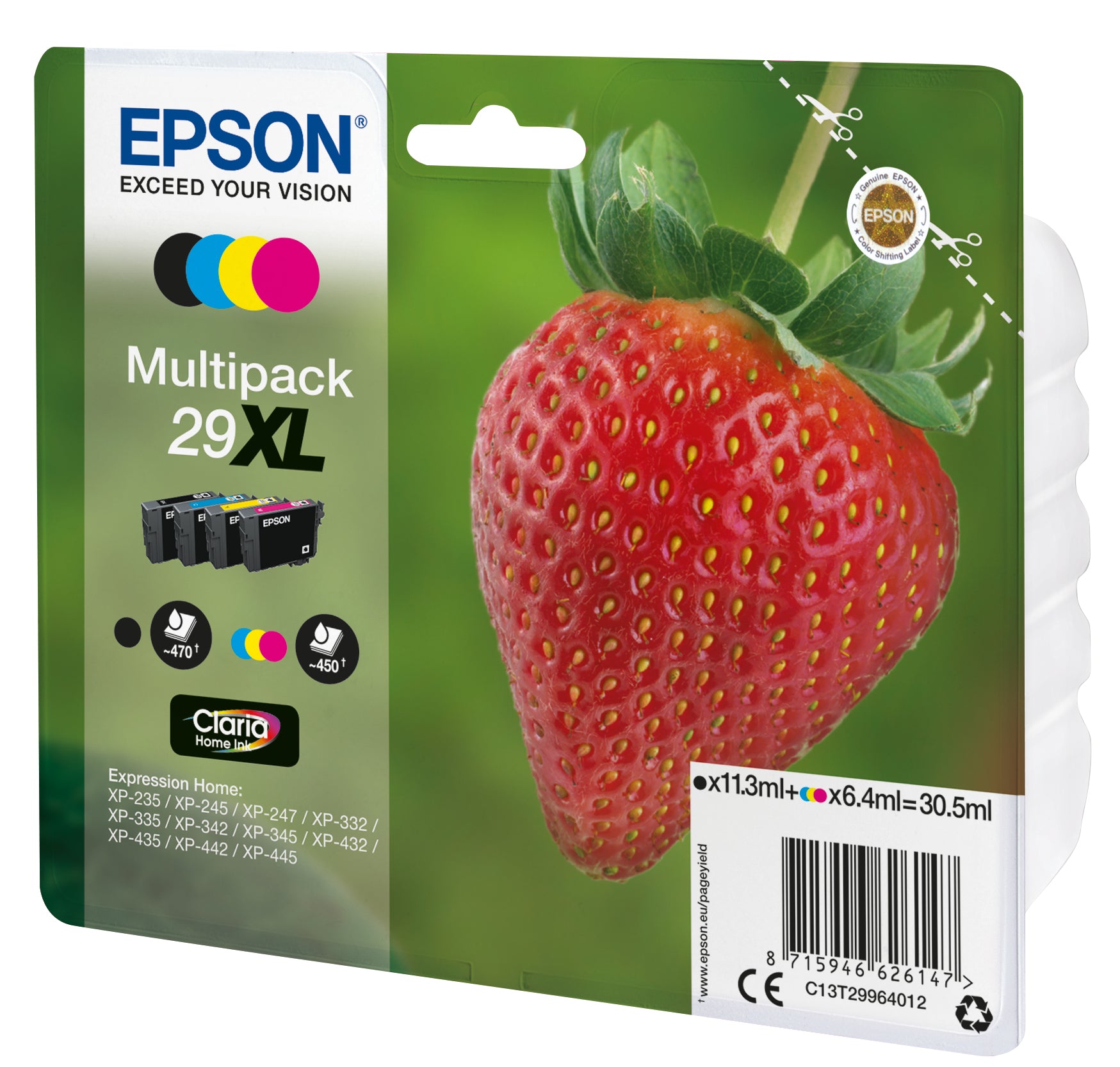 Epson Tintenpatronen-Multipack CMYK, 4er-Pack, Original – für Expression Home XP-455, XP-452, XP-445 und andere