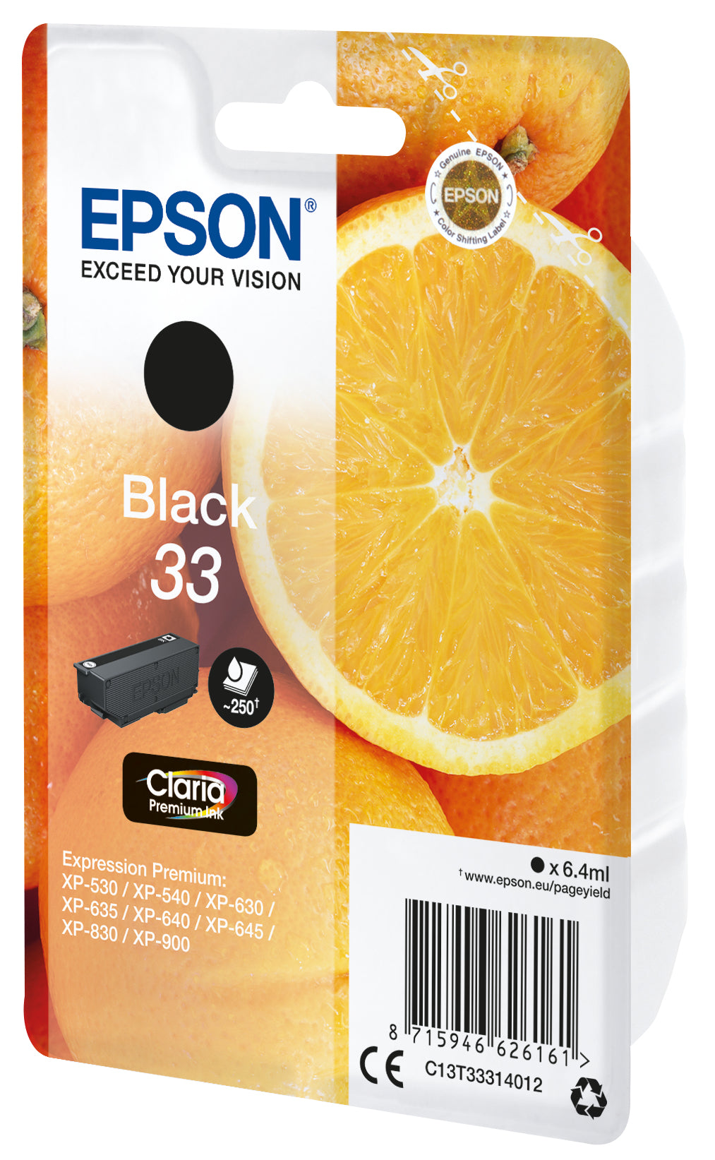 Epson 33 Schwarz Tintenpatrone (Original) – 250 Seiten – für Epson Expression Premium XP-900/XP-830/XP-645
