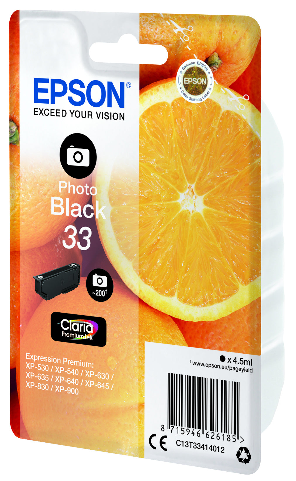 Epson 33 Foto-Schwarz Tintenpatrone (Original) – 200 Seiten – für Expression Premium XP-900/XP-830/XP-645 …