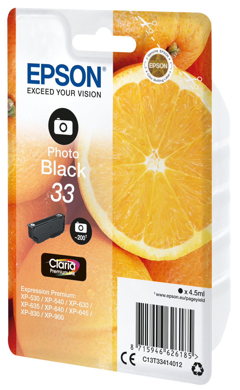 Epson 33 Foto-Schwarz Tintenpatrone (Original) – 200 Seiten – für Expression Premium XP-900/XP-830/XP-645 …