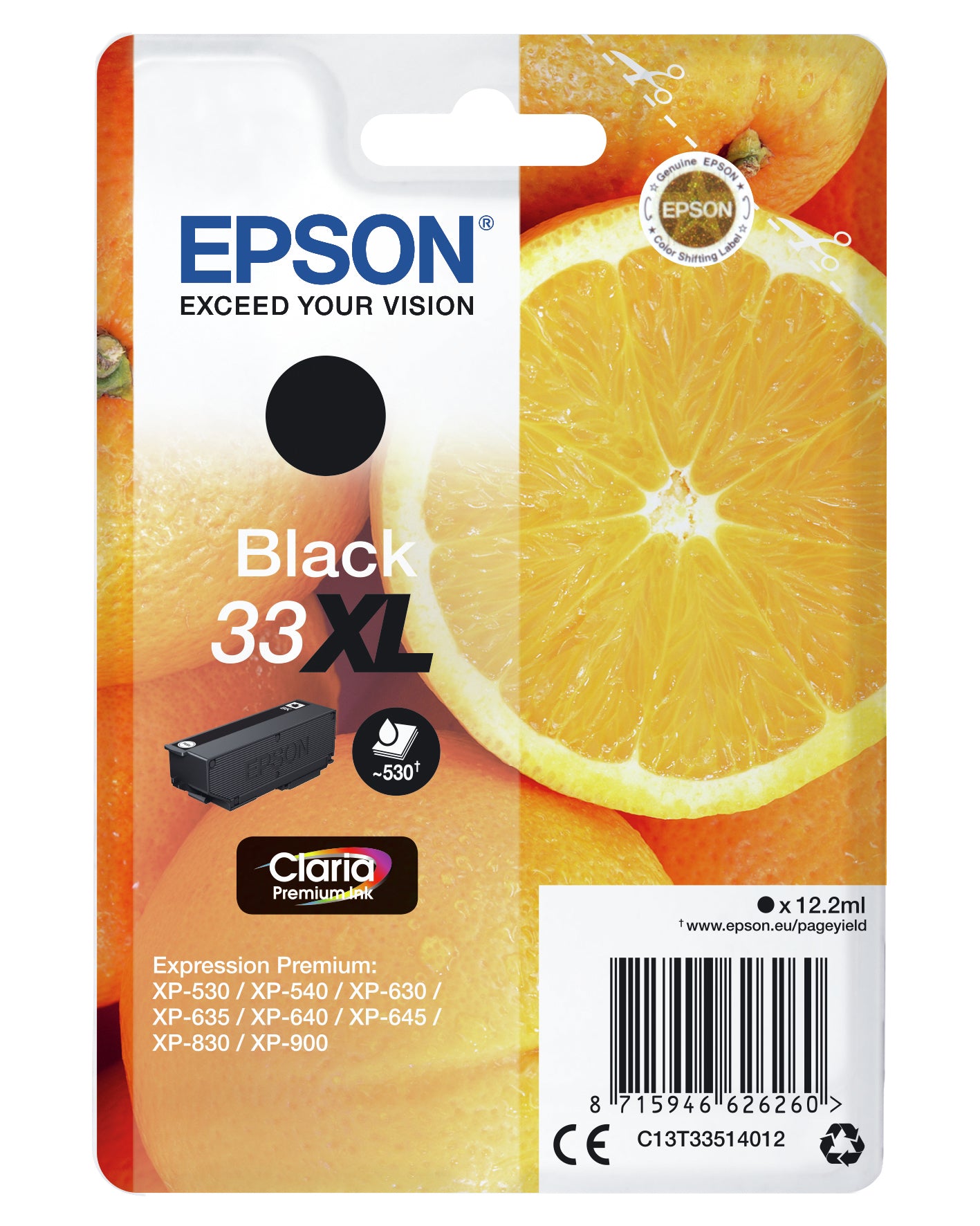 Epson 33XL Schwarz Tintenpatrone (Original) – 12,2 ml – für Epson Expression Premium XP-900/XP-830/XP-645 …