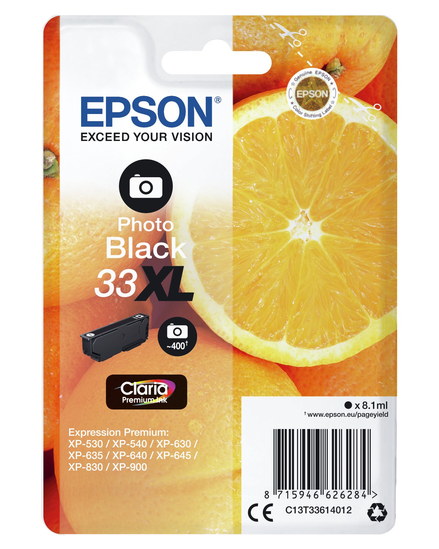 Epson Tintenpatrone 33XL, Schwarz, XL, 650 Seiten, Original – für Expression Premium XP-900, XP-830 und andere