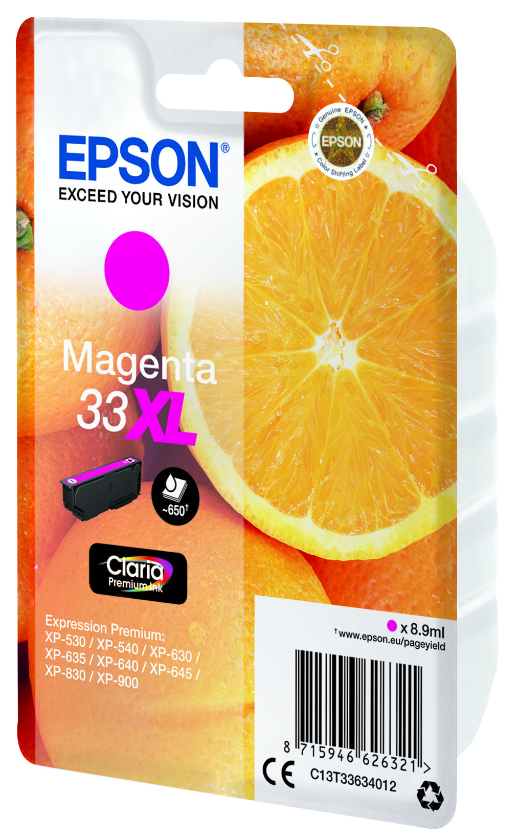 Epson 33XL Magenta Tintenpatrone (Original) – 650 Seiten – für Epson Expression Premium XP-900/XP-830/XP-645 …