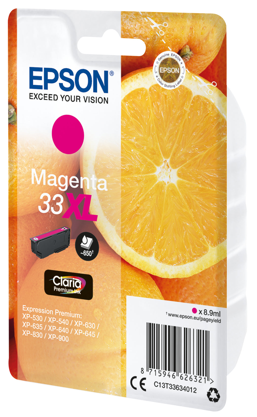 Epson 33XL Magenta Tintenpatrone (Original) – 650 Seiten – für Epson Expression Premium XP-900/XP-830/XP-645 …