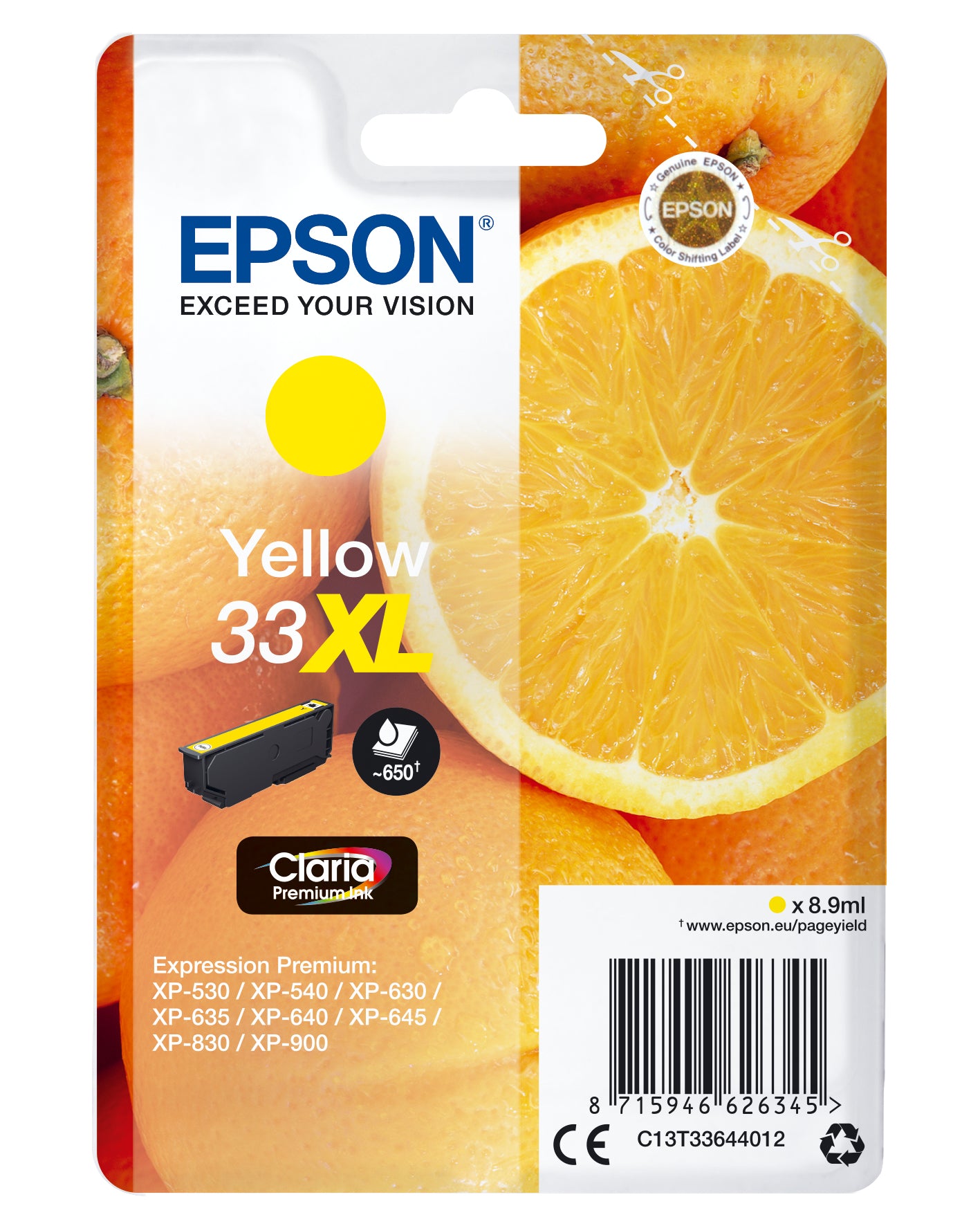 Epson Tintenpatrone 33XL, Gelb, 650 Seiten
