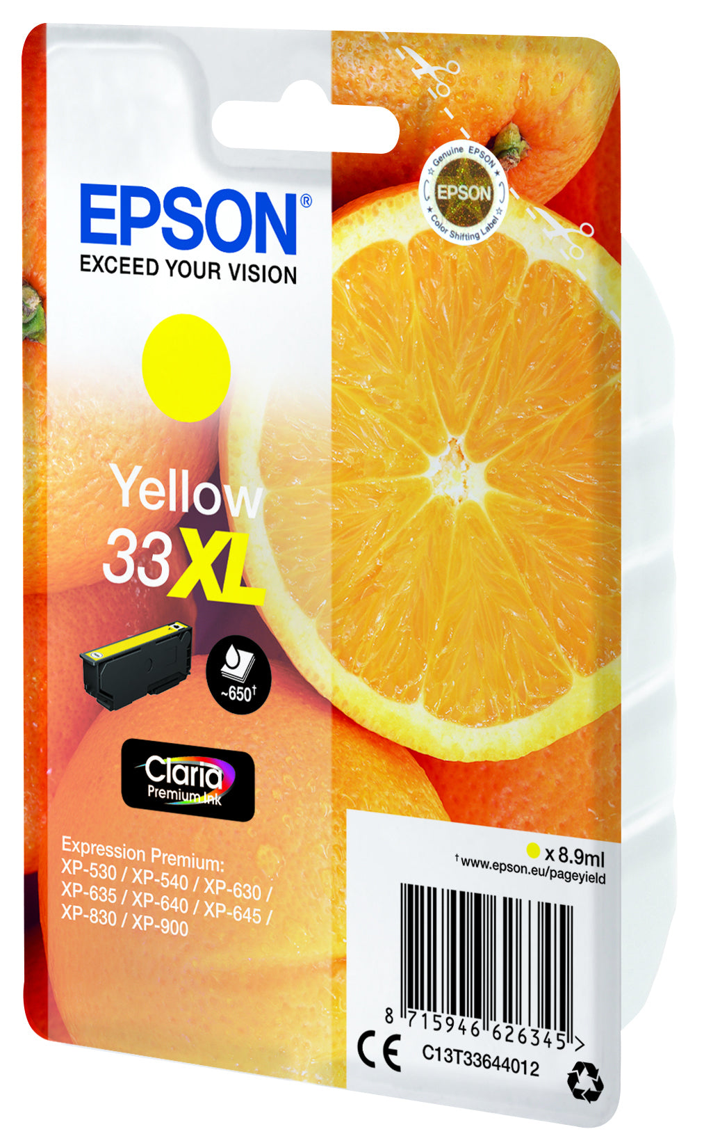 Epson 33XL Gelbe Tintenpatrone (Original) – 650 Seiten – für Expression Premium XP-900/XP-830/XP-645 …