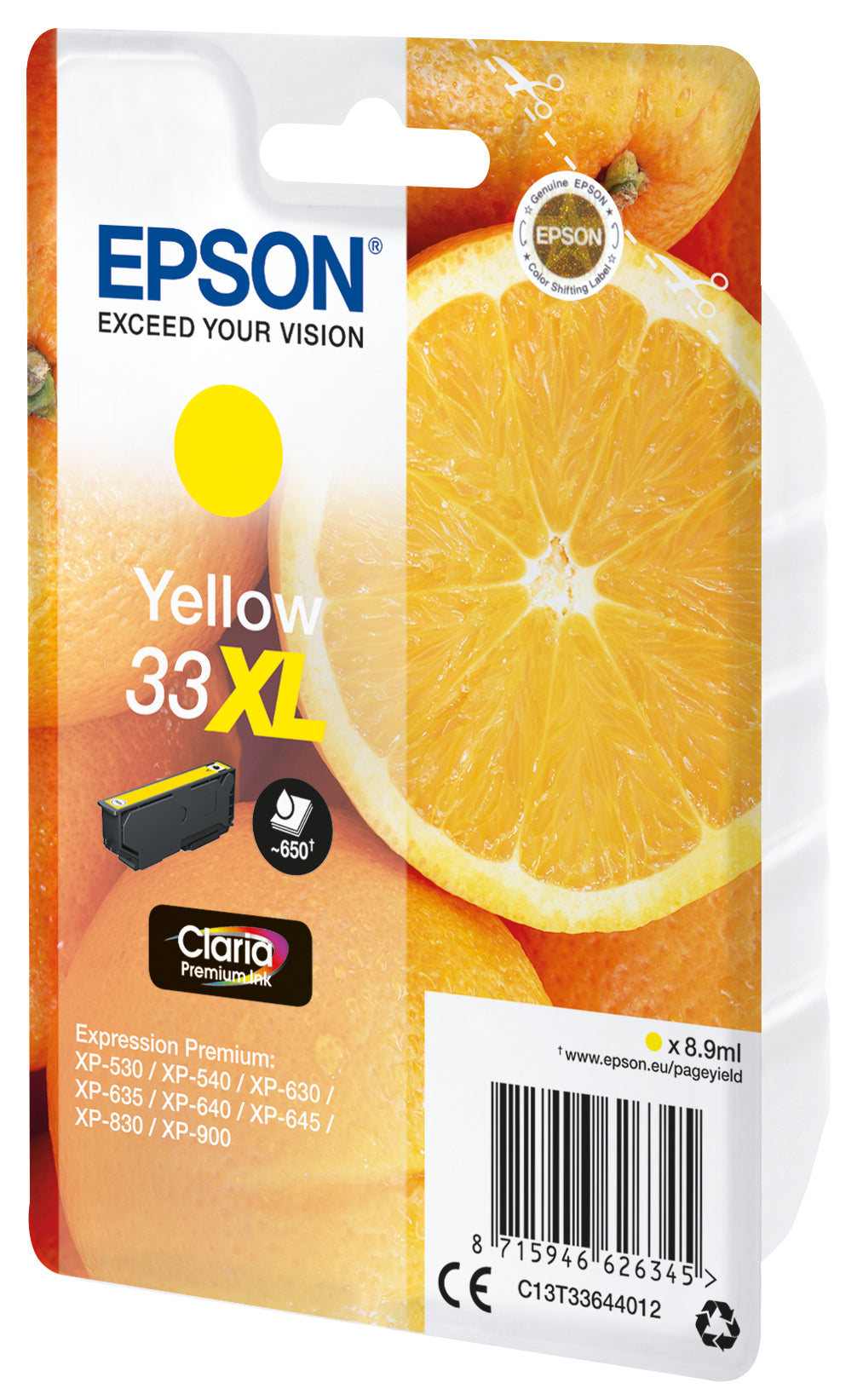 Epson 33XL Gelbe Tintenpatrone (Original) – 650 Seiten – für Expression Premium XP-900/XP-830/XP-645 …