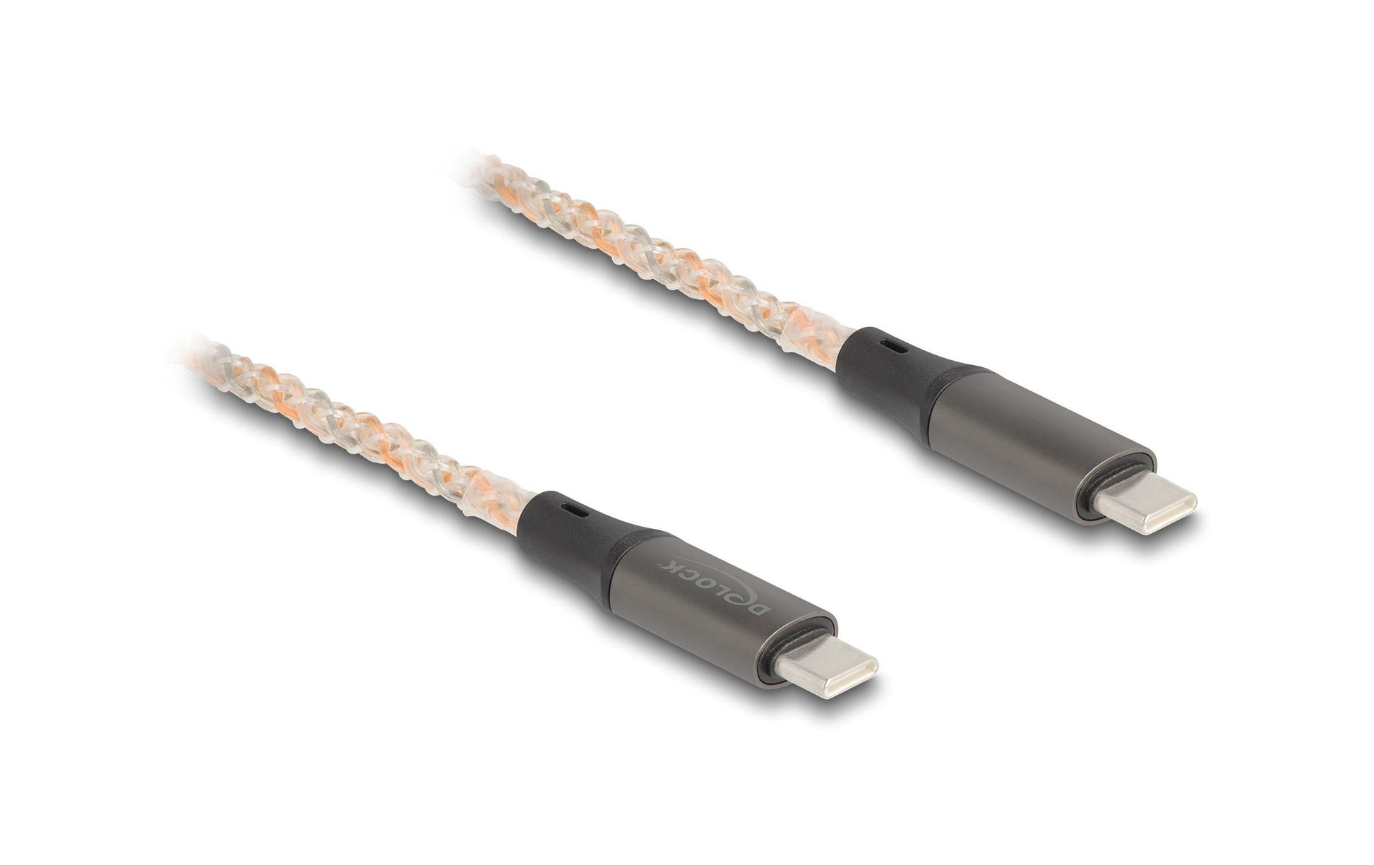DeLOCK USB-C auf USB-C Kabel – USB 2.0 (480 Mbit/s) – 1,2 m – PD 100 W – RGB-Beleuchtung – Transparent