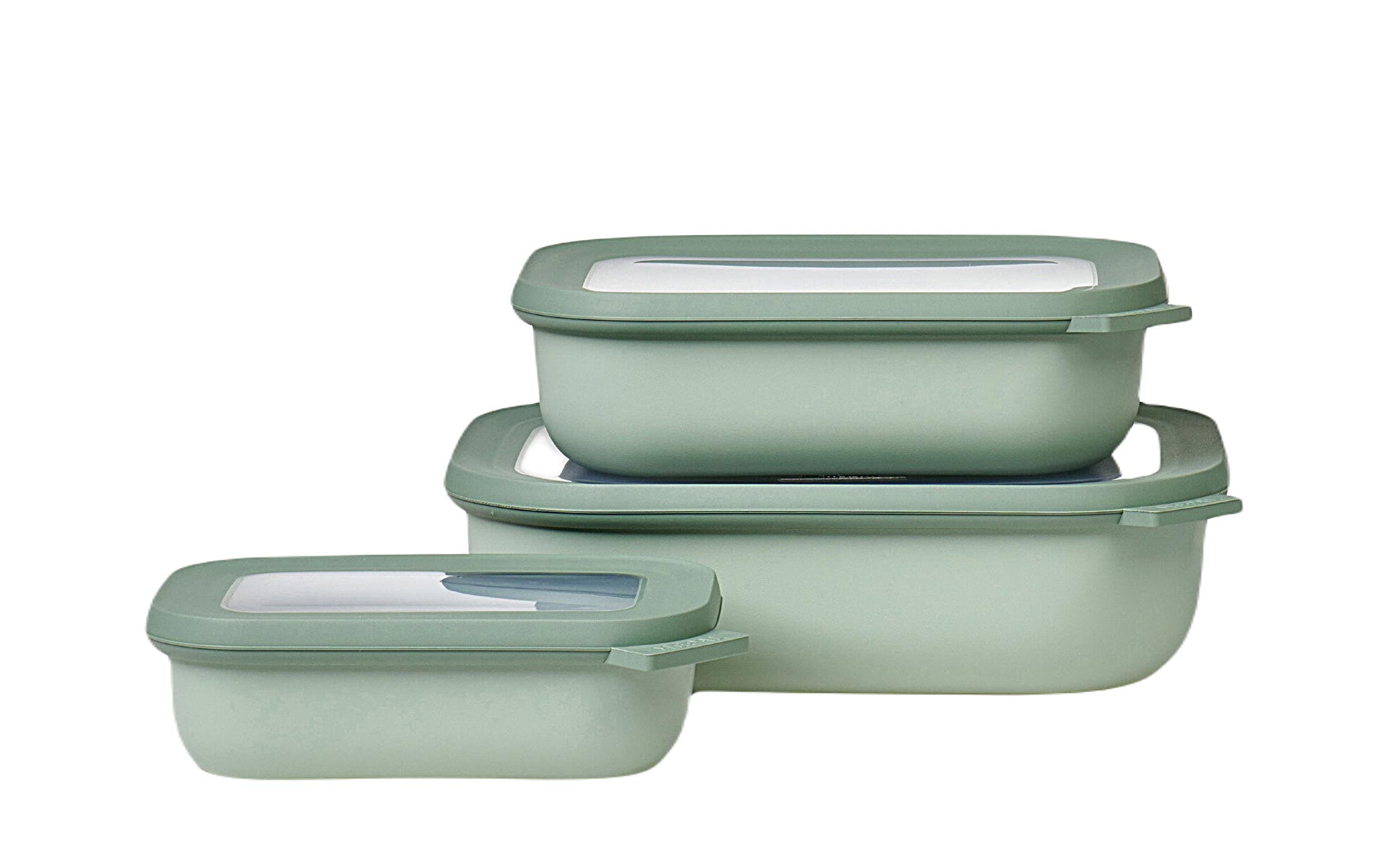 Mepal Cirqula – Vorratsdose 3,5 l, 20 × 25 × 7 cm, Kunststoff, Olivgrün, 3-teilig