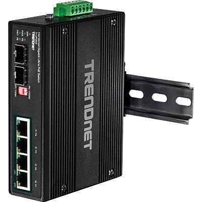 Trendnet TI-UPG62 – Unmanaged L2 Switch – 4× 1G, 2× SFP, PoE+, PoE-Budget 240 W, DIN-Schiene