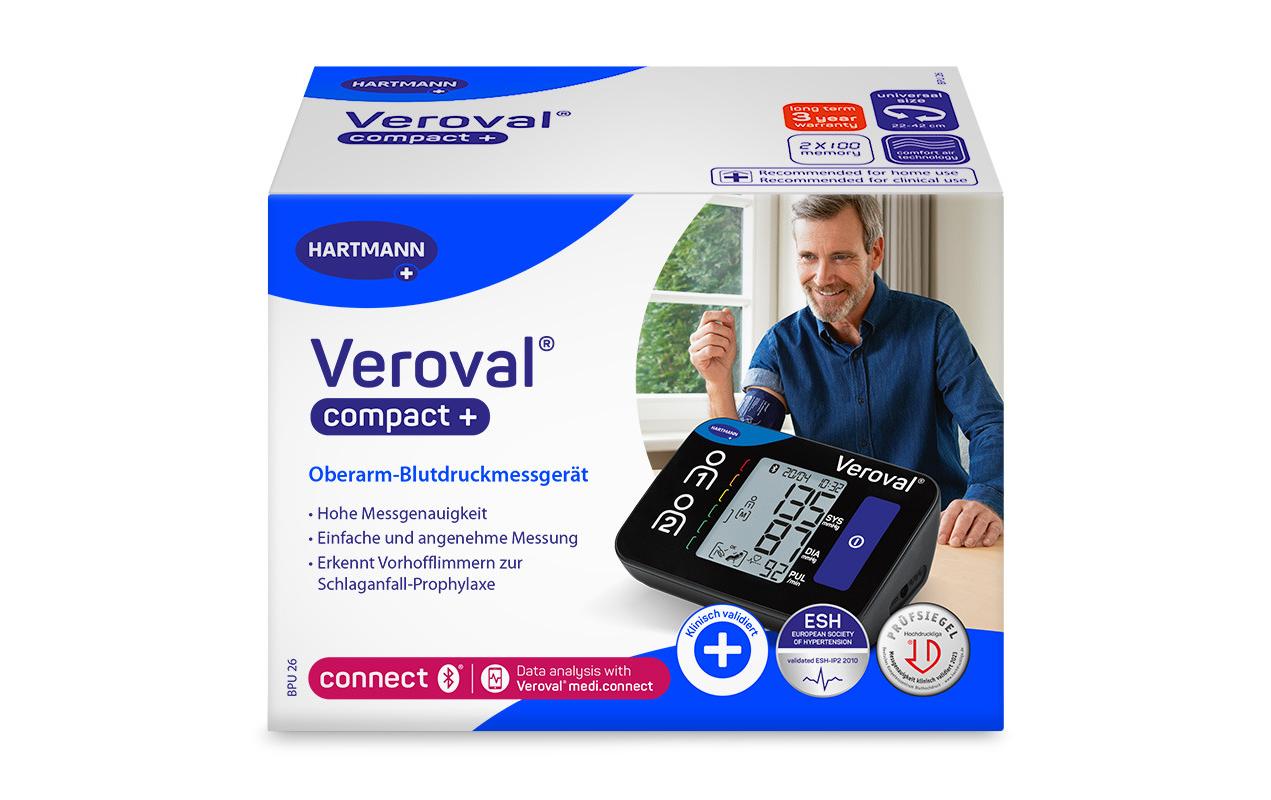 Veroval Blutdruckmessgerät Compact+ – Oberarm, App-kompatibel, 4× AA – Manschette 22–42 cm