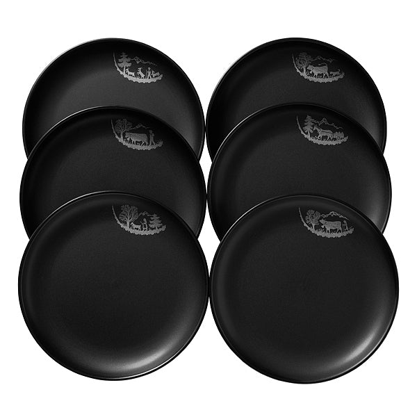 Stöckli Fondueteller Alpaufzug – 6er Set, Ø 21 cm, Keramik, Schwarz