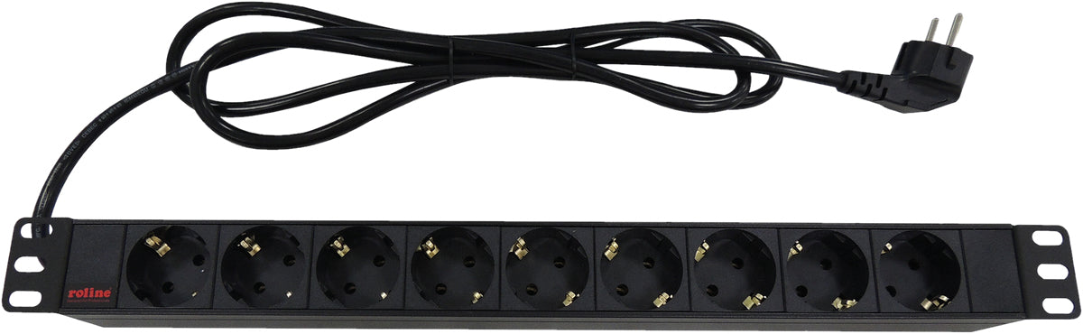 ROLINE Steckdosenleiste 9×T13, ohne Schalter, 2 m, 19" 1U – schwarz