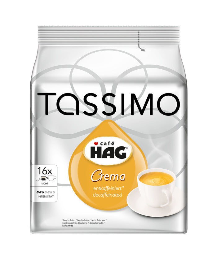 Jacobs Café HAG Crema – Kapseln für TASSIMO T DISC – Café Crème, Intensität 3, 16 Kapseln