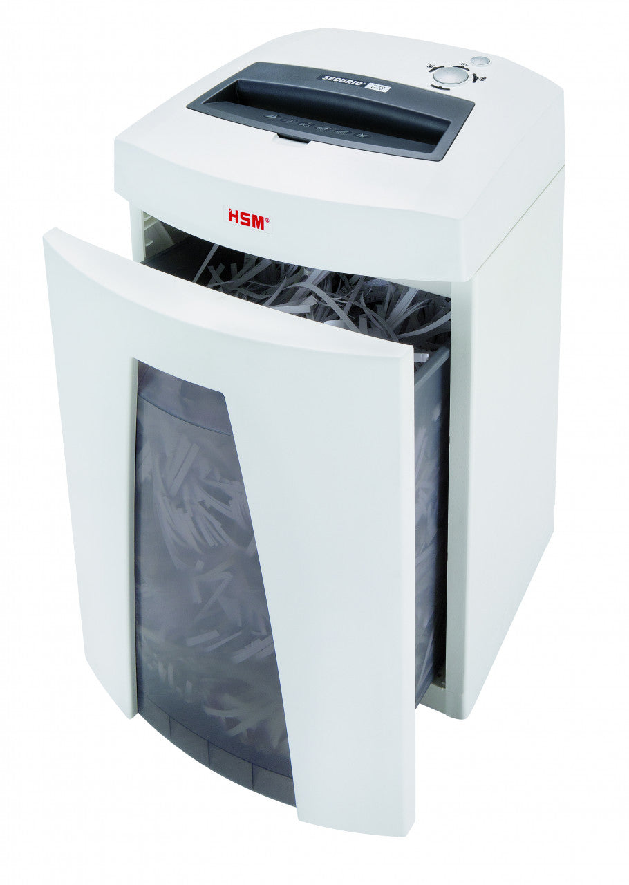 HSM Securio C18 – Aktenvernichter, DIN P-5, Partikelschnitt 1,9 × 15 mm, 7 Blatt, 25 l, für Kreditkarten/CDs