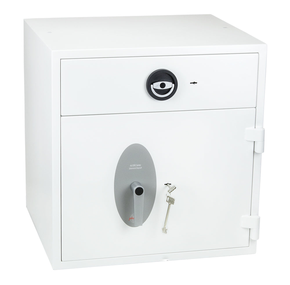 Phoenix Safe Co. Phoenix Einwurf-Tresor HS1091KD – Schlüsselschloss – 112,0 l – Bodenmontage – Weiss