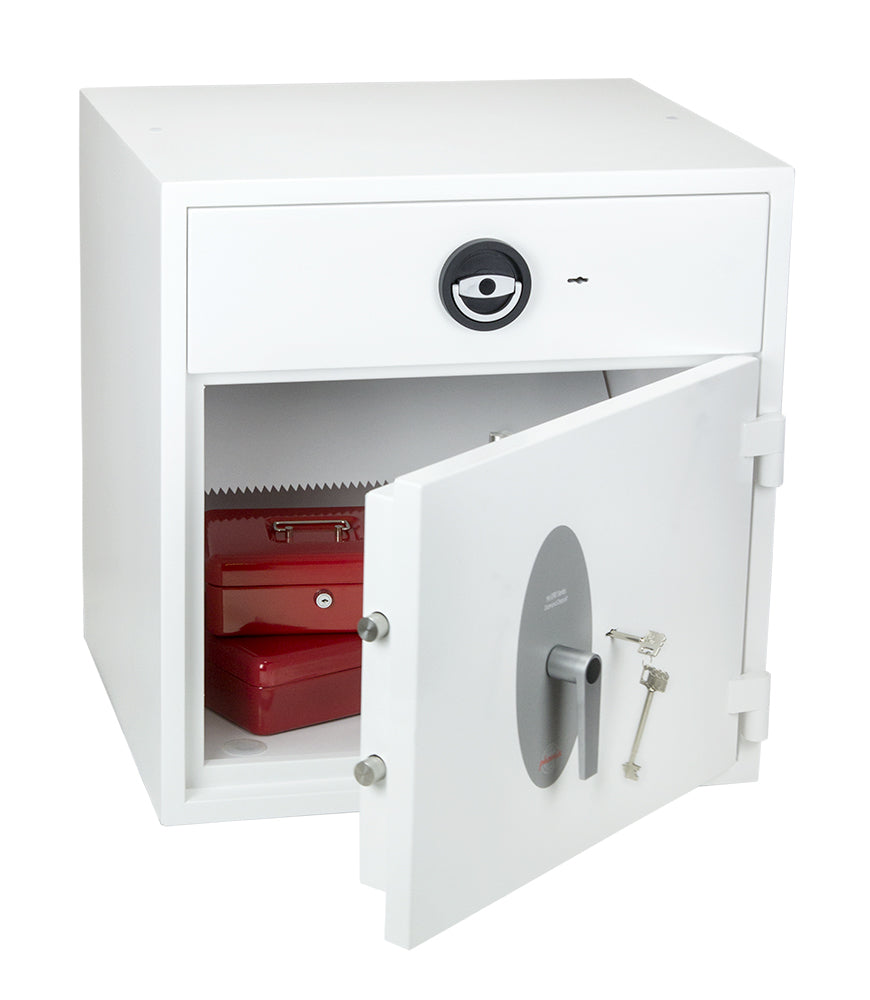 Phoenix Safe Co. Phoenix Einwurf-Tresor HS1091KD – Schlüsselschloss – 112,0 l – Bodenmontage – Weiss