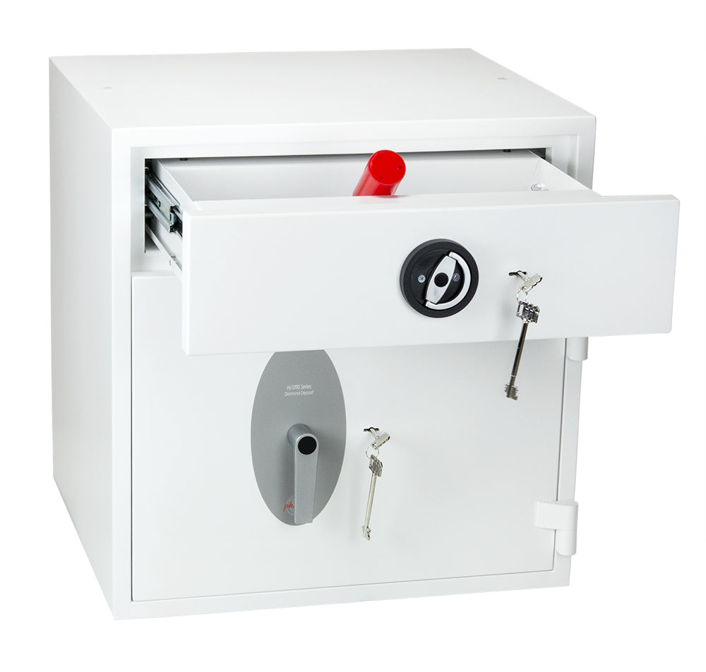 Phoenix Safe Co. Phoenix Einwurf-Tresor HS1091KD – Schlüsselschloss – 112,0 l – Bodenmontage – Weiss