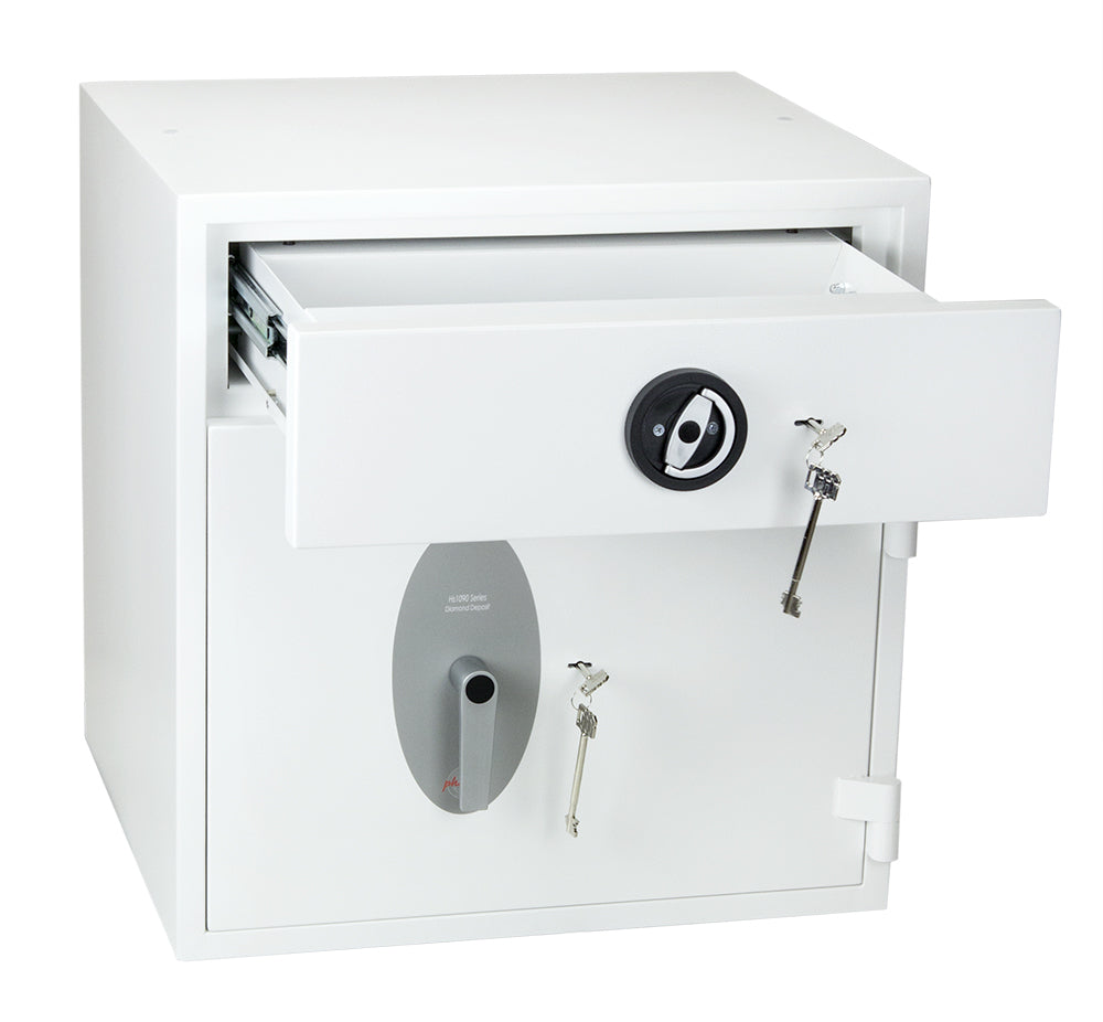Phoenix Safe Co. Phoenix Einwurf-Tresor HS1091KD – Schlüsselschloss – 112,0 l – Bodenmontage – Weiss