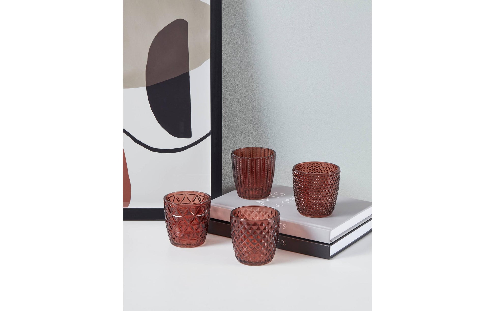 EGLO Windlicht – Glas, rot – Ø 7,3 × 7,3 cm – 4‑teilig