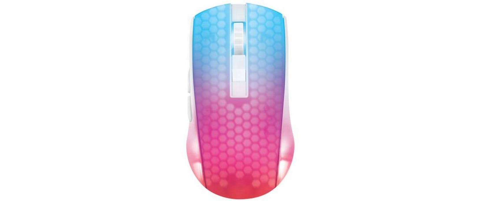 Deltaco Gaming DM320 – Gaming-Maus – Kabellos (Bluetooth/2,4 GHz), 10000 DPI, Rechtshänder, Weiss/Transparent