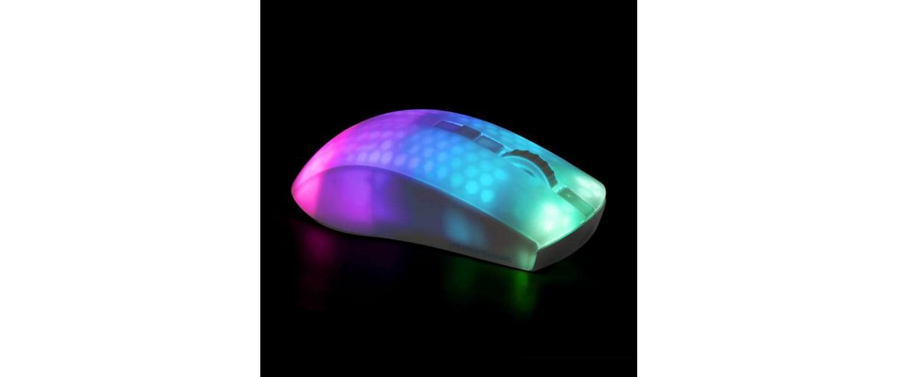 Deltaco Gaming DM320 – Gaming-Maus – Kabellos (Bluetooth/2,4 GHz), 10000 DPI, Rechtshänder, Weiss/Transparent