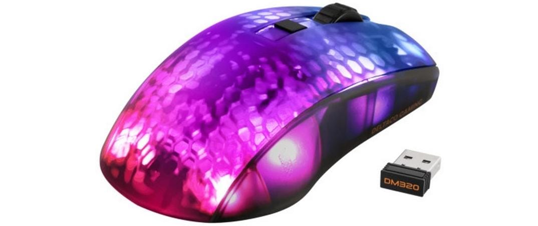 Deltaco Gaming DM320 – Gaming-Maus – Kabellos (2,4 GHz), 10000 DPI, RGB-Beleuchtung, rechts, Schwarz