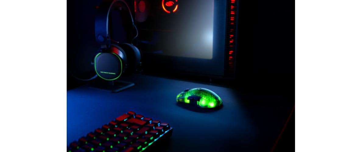 Deltaco Gaming DM320 – Gaming-Maus – Kabellos (2,4 GHz), 10000 DPI, RGB-Beleuchtung, rechts, Schwarz