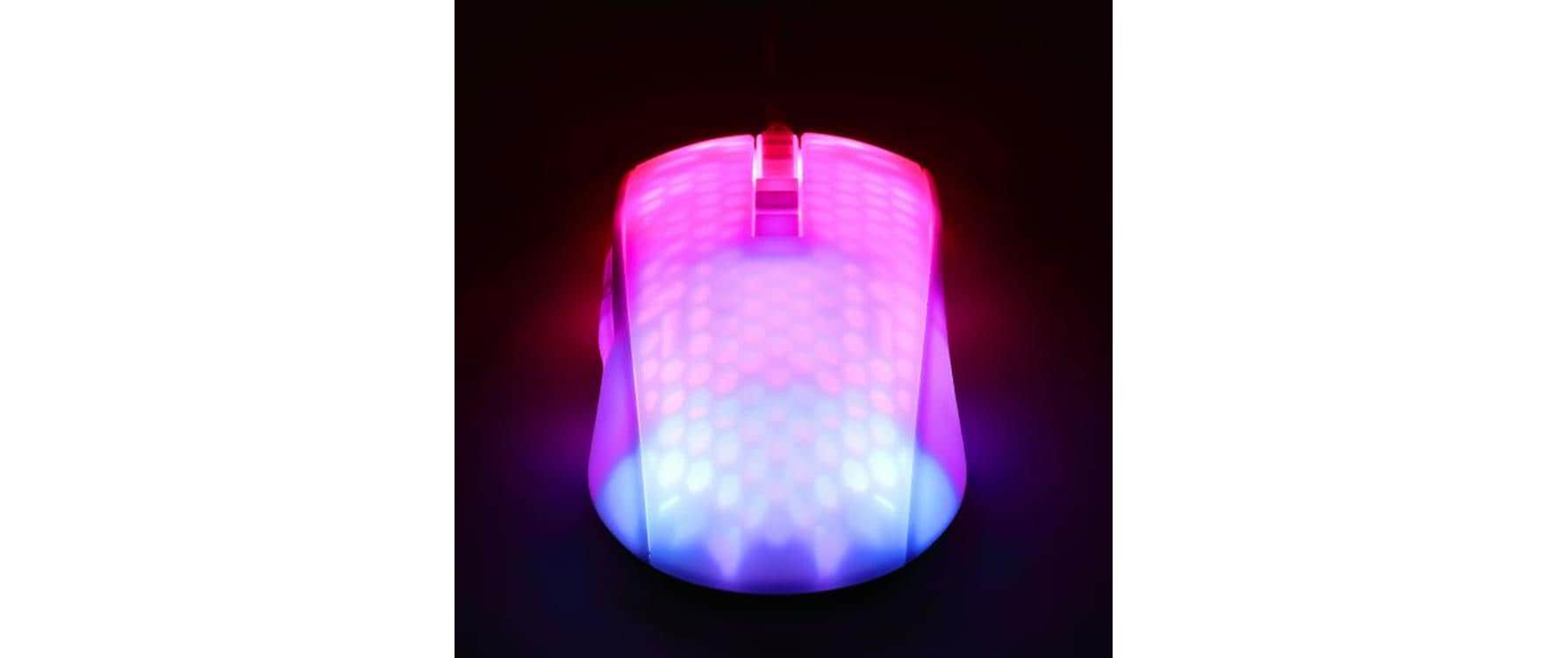 Deltaco Gaming DM310 – Gaming-Maus – Kabelgebunden (USB‑A), 6200 DPI, RGB-Beleuchtung, rechts, Weiss
