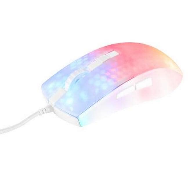 Deltaco Gaming DM310 – Gaming-Maus – Kabelgebunden (USB‑A), 6200 DPI, RGB-Beleuchtung, rechts, Weiss