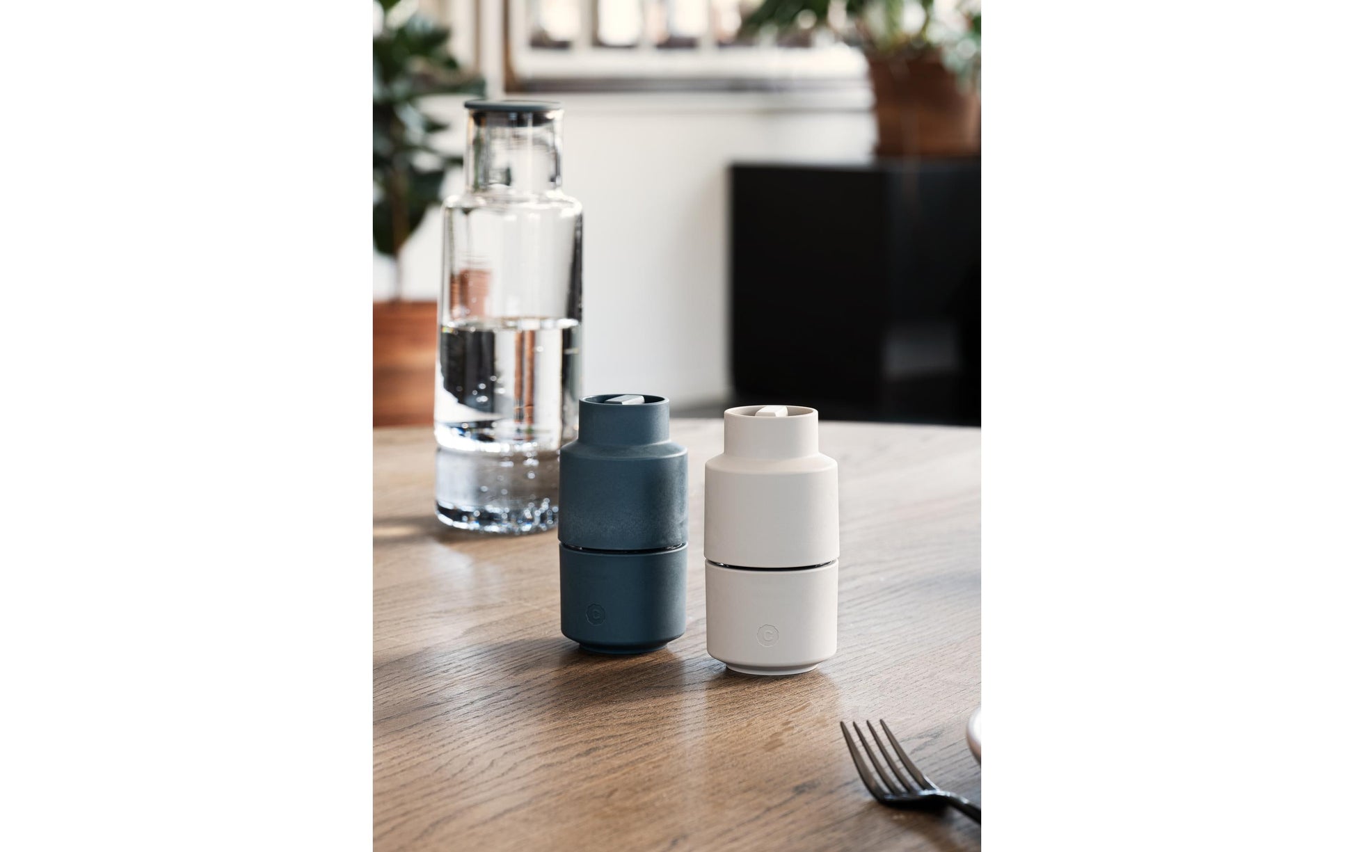CrushGrind Salz-/Pfeffermühle 11,6 cm, Biokomposit, Keramikmahlwerk, 2er-Set, Heidelbeere/Grau