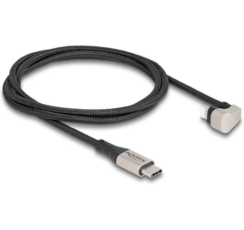 DeLOCK Daten- & Ladekabel – USB-C auf Lightning 1 m, MFi zertifiziert, 27 W, abgewinkelt – für iPhone/iPad