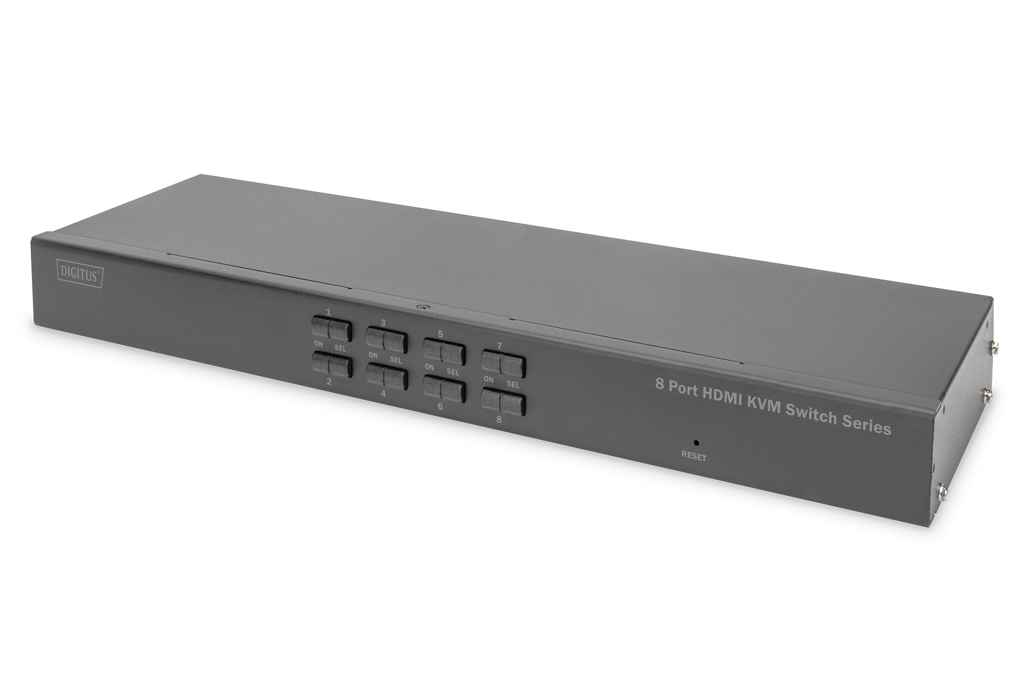 Digitus Single View – KVM-Switch 8×1, HDMI/USB 2.0, 4K (3840 × 2160), Rack-Einbau, OSD