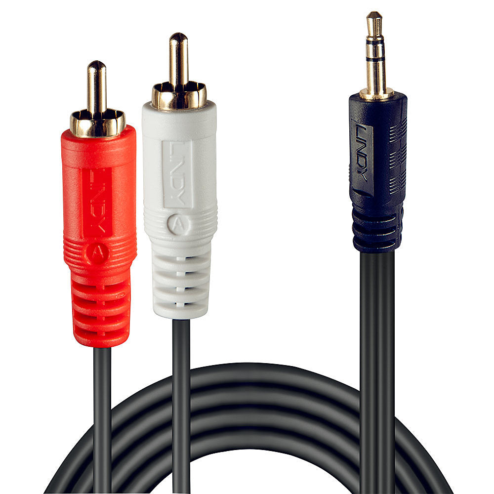 Lindy Audio-Adapterkabel 2×RCA (Stecker) auf 3,5 mm Klinke (Stecker) – 10 m, 3-polig (TRS)