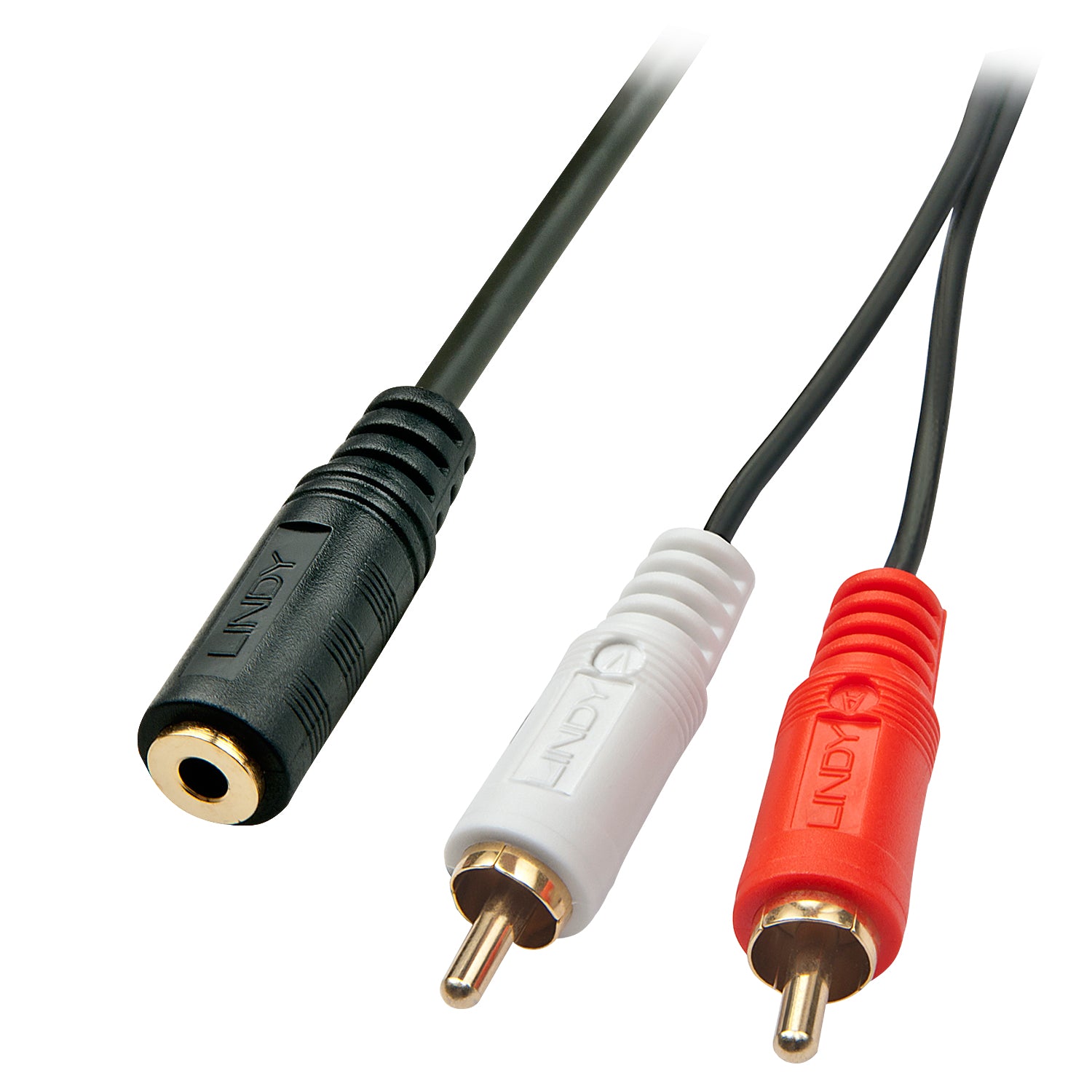 Lindy Audio-Verlängerungskabel 3,5 mm Klinke (Buchse auf Stecker) – 0,25 m, 3-polig (TRS), vergoldete Kontakte